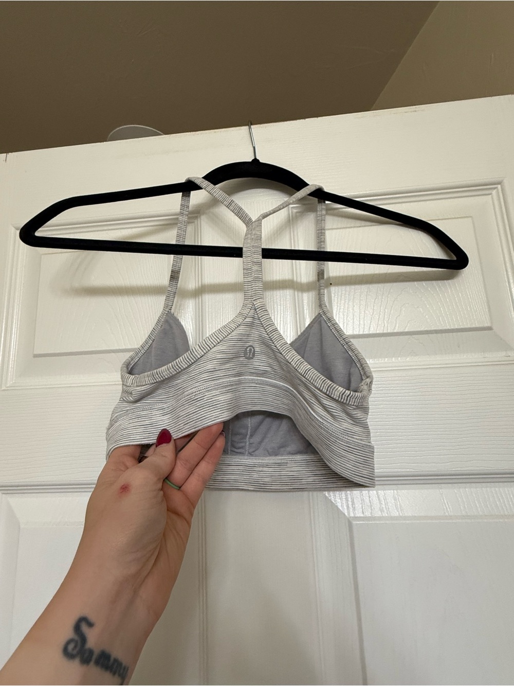 lululemon athletica Light Gray Striped Supportive Bra - Picture 2 of 5